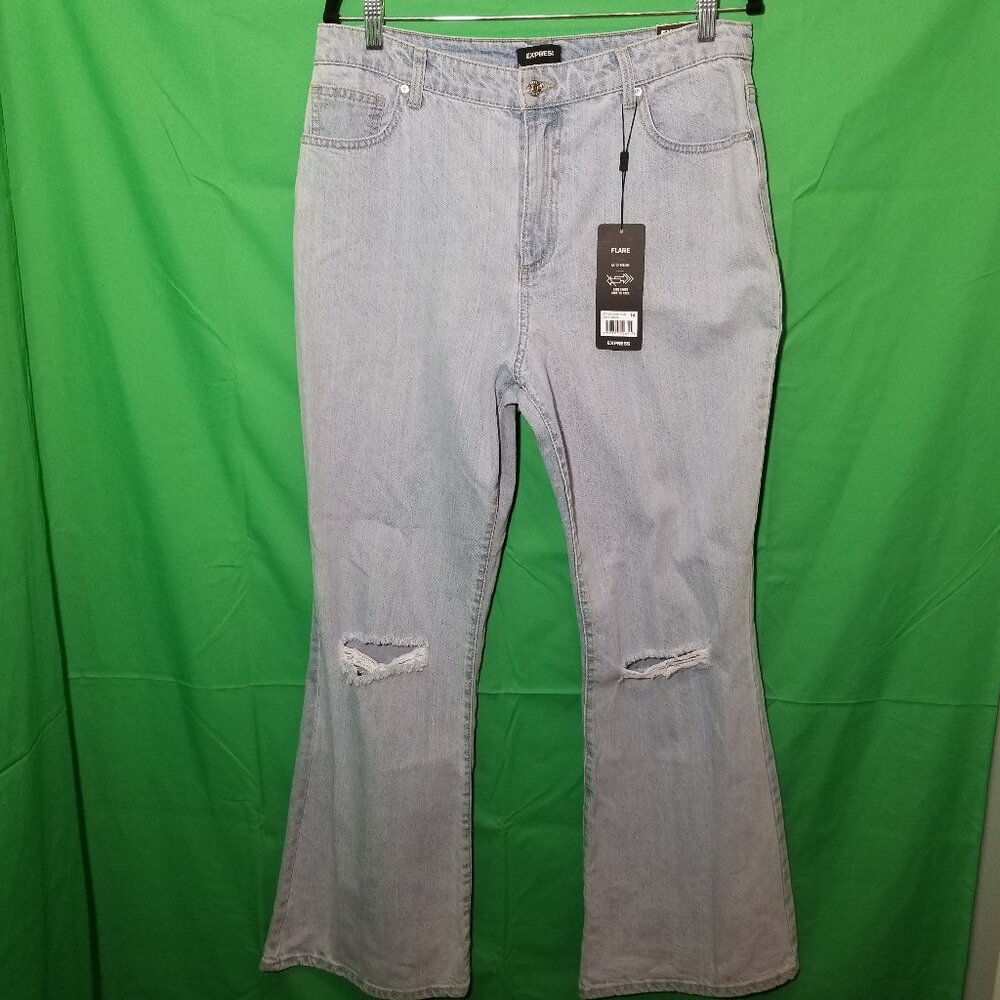 Express Womens Sz 14 Flared Jeans Festival Retro Hippie Boho Cottage Coastal